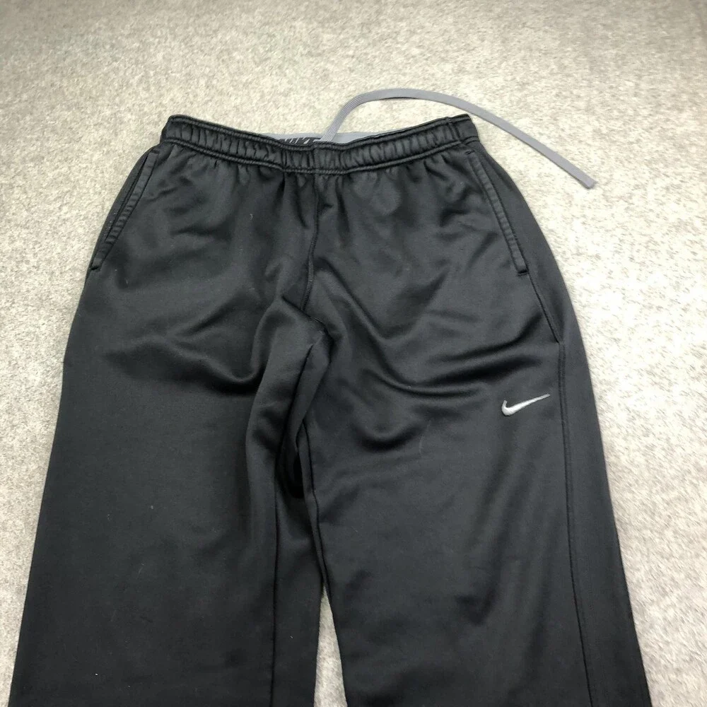 Nike Sweatpants Mens Large Black Therma-FIT Fleece Elastic Waist Zip Hem